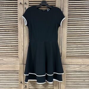 Black Fit and Flair Dress with White Piping Size 4